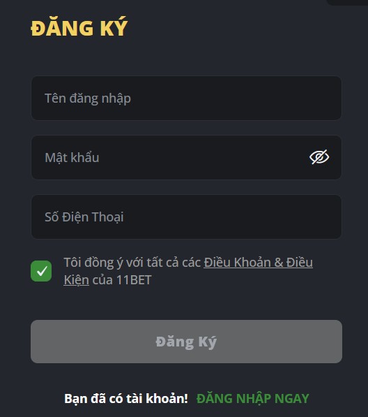 Tiến hành đăng ký 11bet trên thiết bị di động