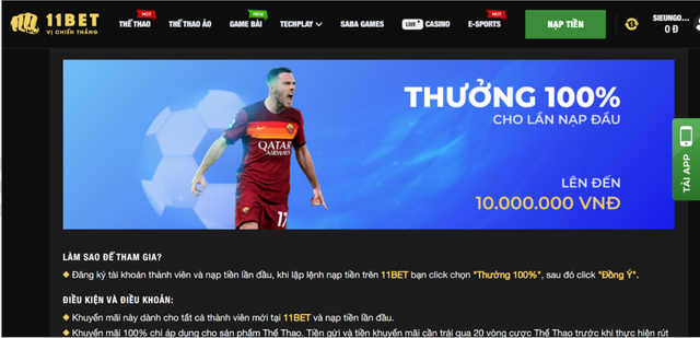 Khuyến mại 11bet  khi tích cực trải nghiệm các sảnh game